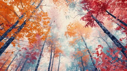Aufkleber - A picturesque view of a dense forest. Suitable for nature-themed designs