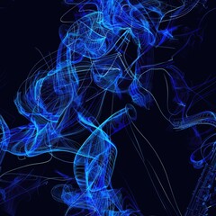 Poster - A saxophone emitting blue smoke, suitable for music and entertainment concepts