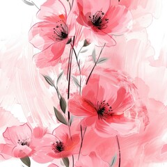 Aufkleber - Vibrant pink flowers on a clean white background, suitable for various design projects