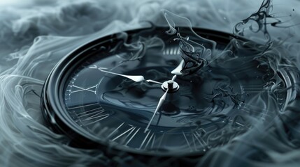 Aufkleber - A detailed view of a clock emitting smoke. Perfect for illustrating time running out in a dramatic way