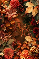 Poster - Detailed shot of a wreath made of flowers and leaves, suitable for various design projects