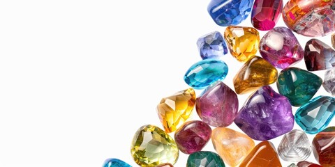 Poster - Colorful gems displayed on a white surface, perfect for jewelry or gemstone themes