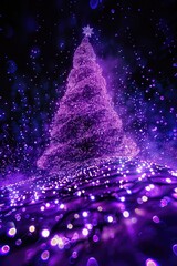 Poster - A festive purple Christmas tree surrounded by sparkling lights. Perfect for holiday-themed designs