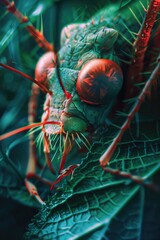 Poster - Close up of a bug on a leaf, perfect for nature backgrounds