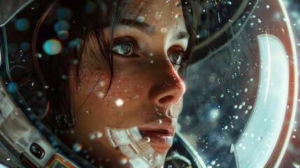 Poster - Close-up of a person in a space suit. Perfect for science and technology concepts