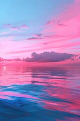 Poster - Beautiful sunset with pink and blue hues, ideal for various design projects