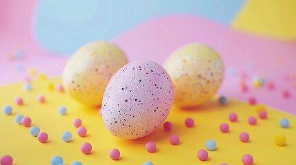 Poster - Group of eggs on a table, suitable for food concepts
