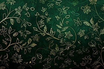 Sticker - merald green damask design offering timeless elegance for wallpapers, textiles, and sophisticated graphic backgrounds with ample copy space.