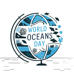 June 8, World oceans day, isolated on transparent background, Generative ai