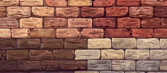 Poster - Wall made of bricks of various colors, showcasing a close-up view with a mix of red, brown, and gray shades