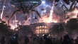 White House Attacked by an aliens. Chaotic scene unfolds as a UFO hovers ominously over the iconic White House in Washington, DC. Aliens and futuristic technology create a sense of tension and mystery