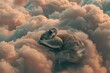 A sleepy koala clinging to a dreamy cloud surrounded by a pastel sky evoking a sense of peace and tranquility