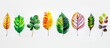 watercolor art of various leaves in the white background
