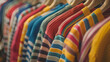 Rows of colorful clothes on hangers.