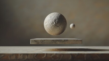 Fototapete - Enigmatic objects levitating in perfect stillness   AI generated illustration
