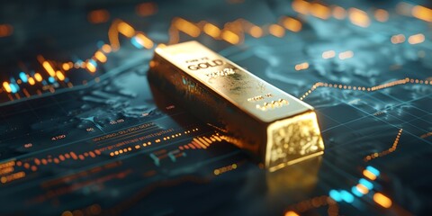 Poster - Investing in gold, gold bullion on financial charts