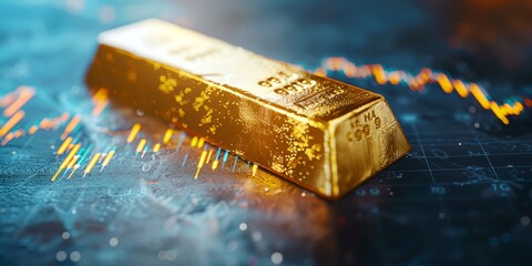 Poster - Investing in gold, gold bullion on financial charts