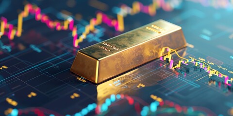 Poster - Investing in gold, gold bullion on financial charts