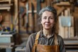 Portrait of a middle aged female carpenter in workshop