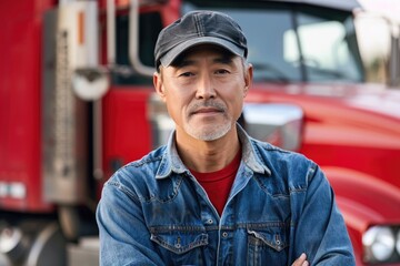 Wall Mural - Portrait of a middle aged male truck driver