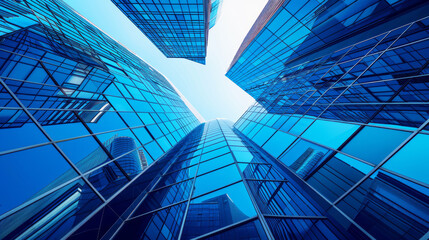 Wall Mural - business template ,Modern office buildings with blue sky	