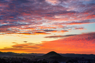 Wall Mural - sunset, sunrise over horizon, hill