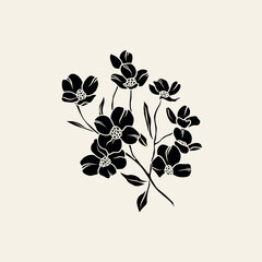 Flat vector dogwood flower branch illustration