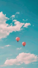 Wall Mural - Floating balloons in a serene sky   AI generated illustration