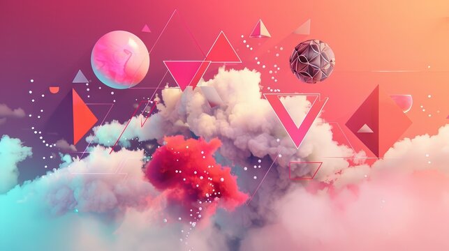 Floating geometric shapes framing the text   AI generated illustration