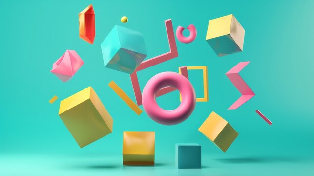 Floating geometric shapes framing the text   AI generated illustration