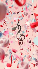 Poster - Flying musical notes in a festive backdrop d style isolated flying objects memphis style d render  AI generated illustration