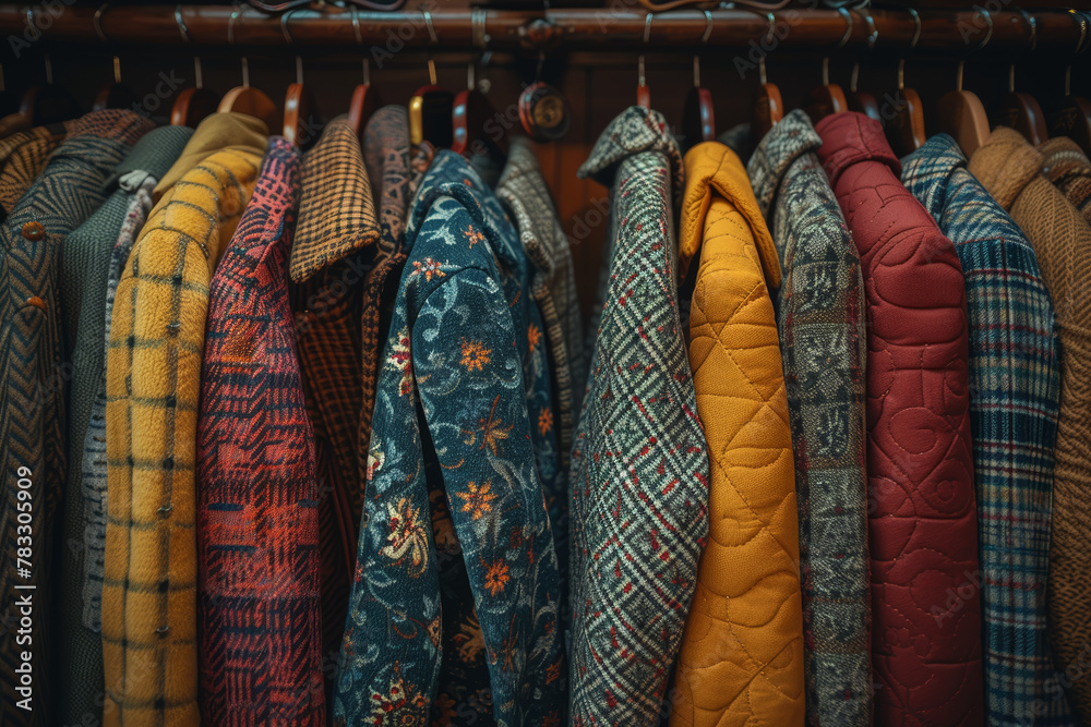 An eclectic collection of vintage clothing, spanning different eras and ...