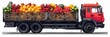 A shipment truck delivers a mix of fresh produce, ensuring nutritious options for grocery markets.