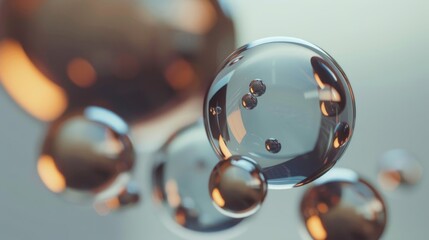 Poster - Interlocking spheres floating effortlessly AI generated illustration