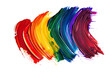 Abstract paint strokes in rainbow hues on white background.