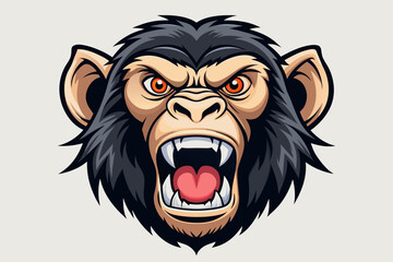 Wall Mural - Angry Chimpanzee Head Icon Illustrations & Vectors