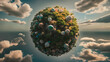 Environmental protection concept. The attractive beauty of nature according to the neural network. Abstract globe.