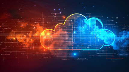 Poster - Abstract digital background illustrating advanced cloud technology with glowing elements