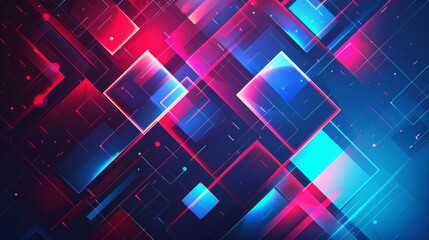 Wall Mural - Vibrant and futuristic abstract technology wallpaper with glowing lights, vibrant colors, and dynamic geometric shapes for hi-tech modern design and computer-generated art backdrop