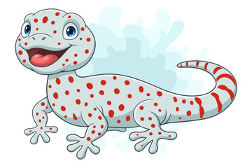 Poster - Cartoon Gecko on white background