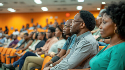 Diverse Audience Attentively Listening at a Conference Event