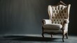 Wingback chair, white chair in dark room, flooring fashion lifestyle old living room