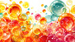 Colorful abstract art of vibrant glossy bubbles. Ideal for a visually striking background or wallpaper.