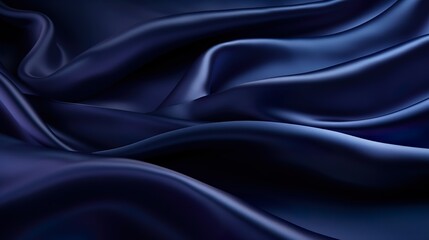 Refined image of a dark blue satin cloth with a wavy pattern, portraying luxury and smoothness Conveys a sense of calm and sophistication