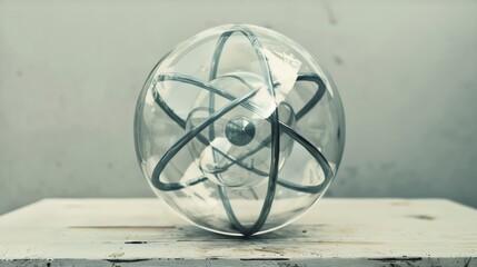Fototapete - A glass object sitting on top of a wooden table, AI