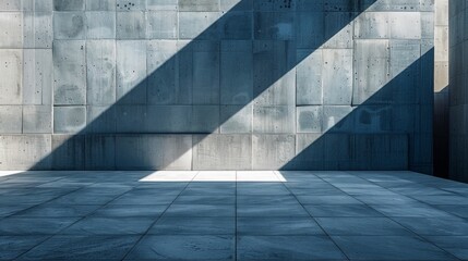 Wall Mural - A concrete wall with a large window and some shadows, AI