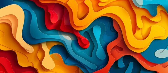 Poster - Vibrant and lively background created with a variety of paper cut shapes in an abstract manner.