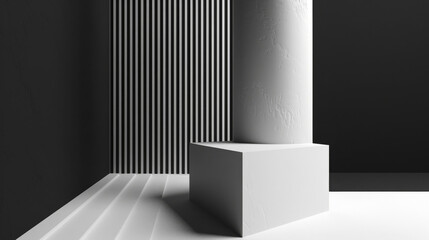 Poster - Minimalist black and white geometric interior