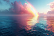 A rainbow stretching across the horizon after a storm, symbolizing hope and promise as it emerges from the darkness. Concept of hope and optimism. Generative Ai.