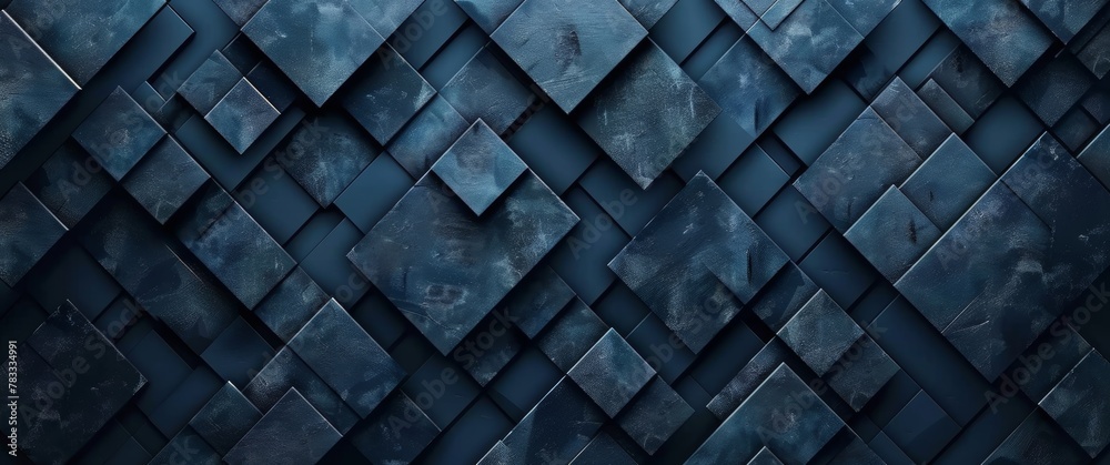 Abstract blue geometric background with diamond shapes and grunge ...